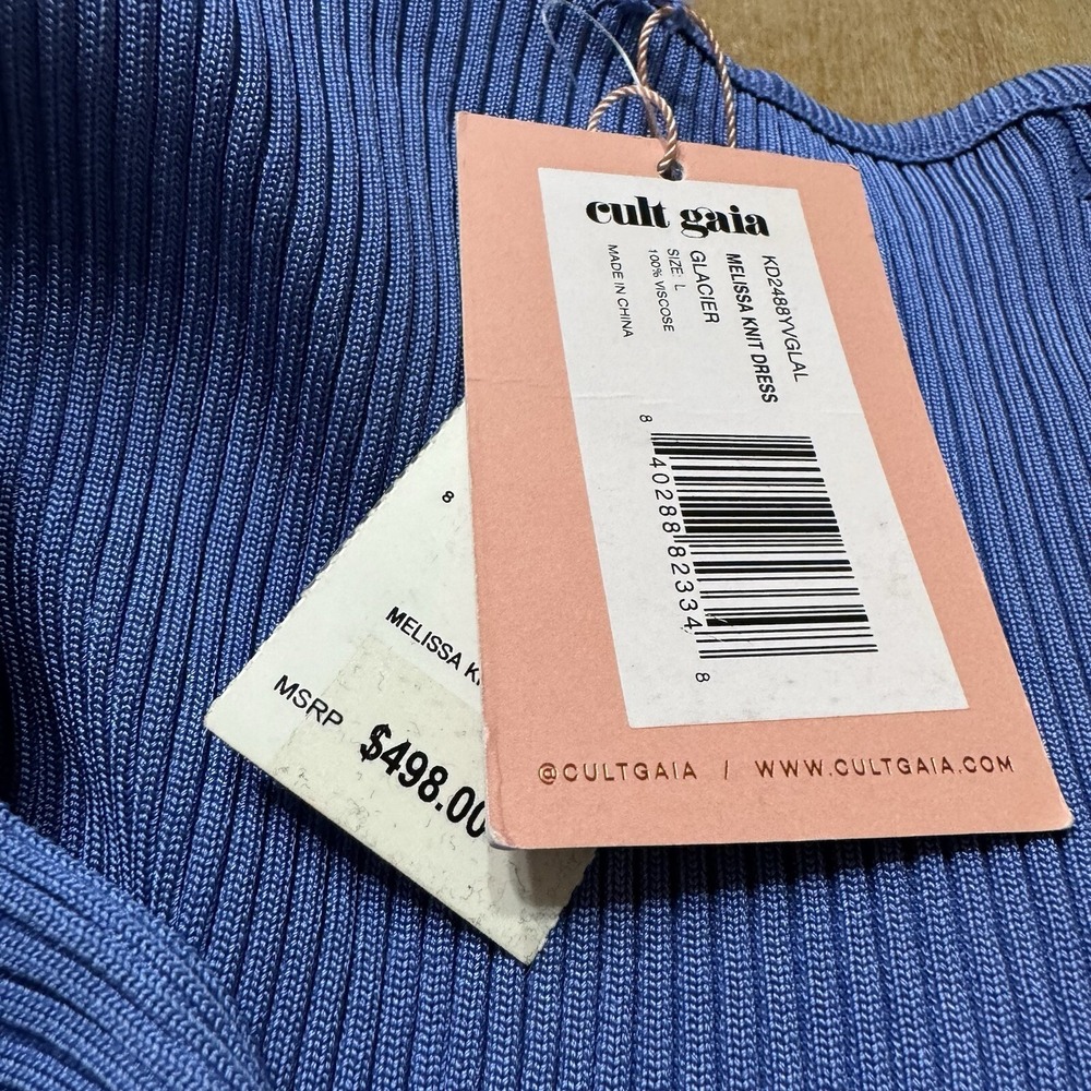 Cult Gaia Melissa Long Sleeve Knit Midi Dress Size‎ Large Ribbed Stretch - Picture 8 of 13